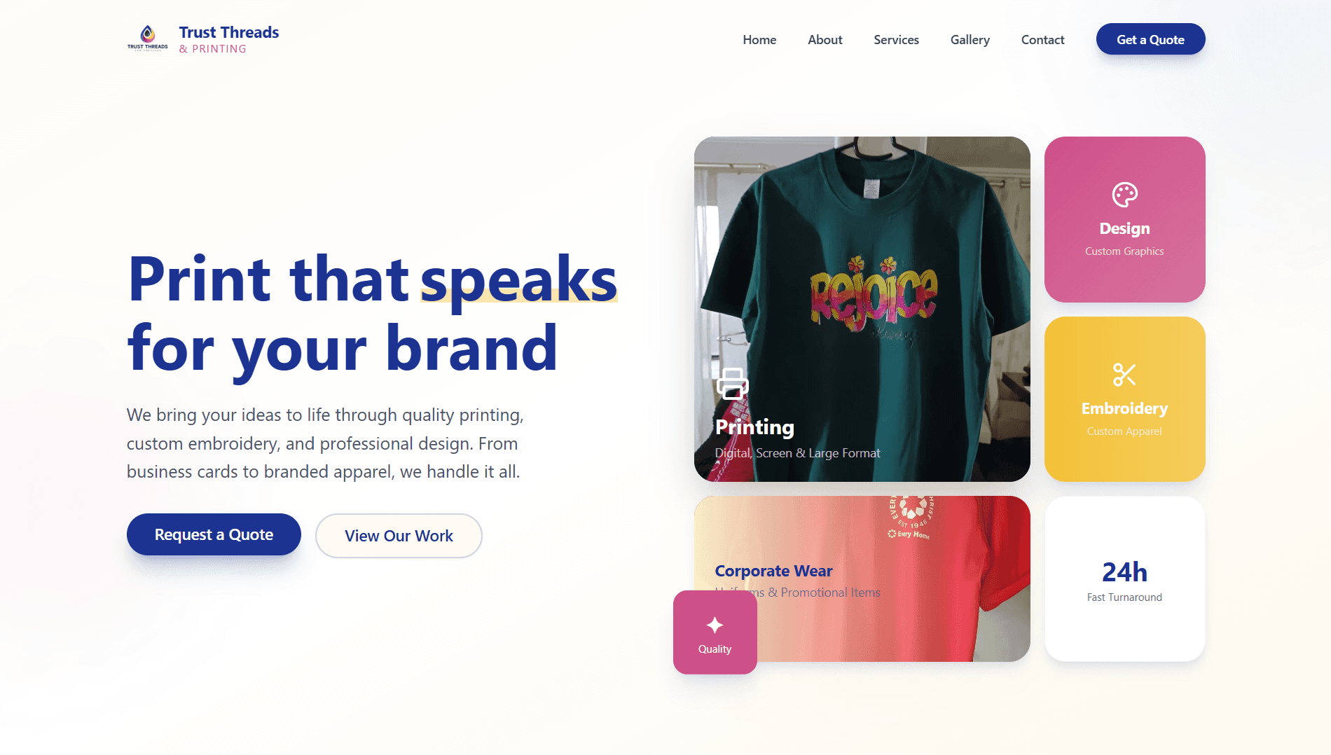 Trust Threads and Printing website screenshot